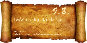 Ivánszky Balázs névjegykártya